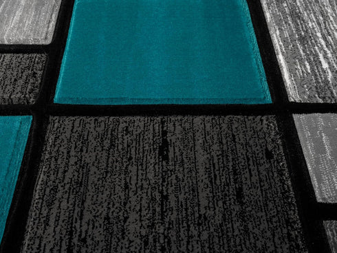 Black, Grey, and Multicolor 3D Carved Modern Area Rug